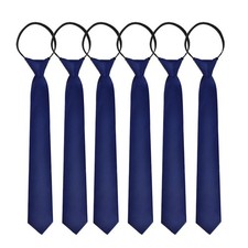 Boys Ties 6 Pieces Adjustable Solid Color Zipper Tie 15 IN for School Uniforms