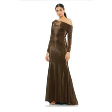 MAC DUGGAL Dress Size 4 Evening Gown NEW Golden Chocolate Metallic Off Shoulder