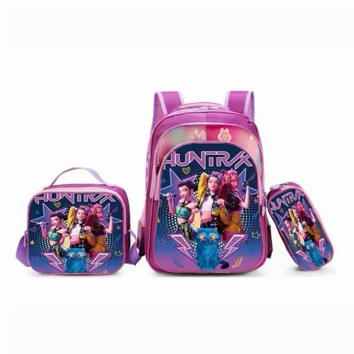 HUNTRIX 3-Piece 3D Trolley School Bag Set — 16" Backpack + Lunch Bag + Pencil
