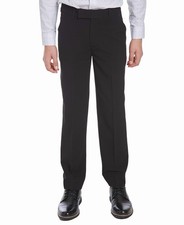 Calvin Klein Boys Flat-Front Bi-Stretch Dress Pant, Straight Leg Fit Black, 12