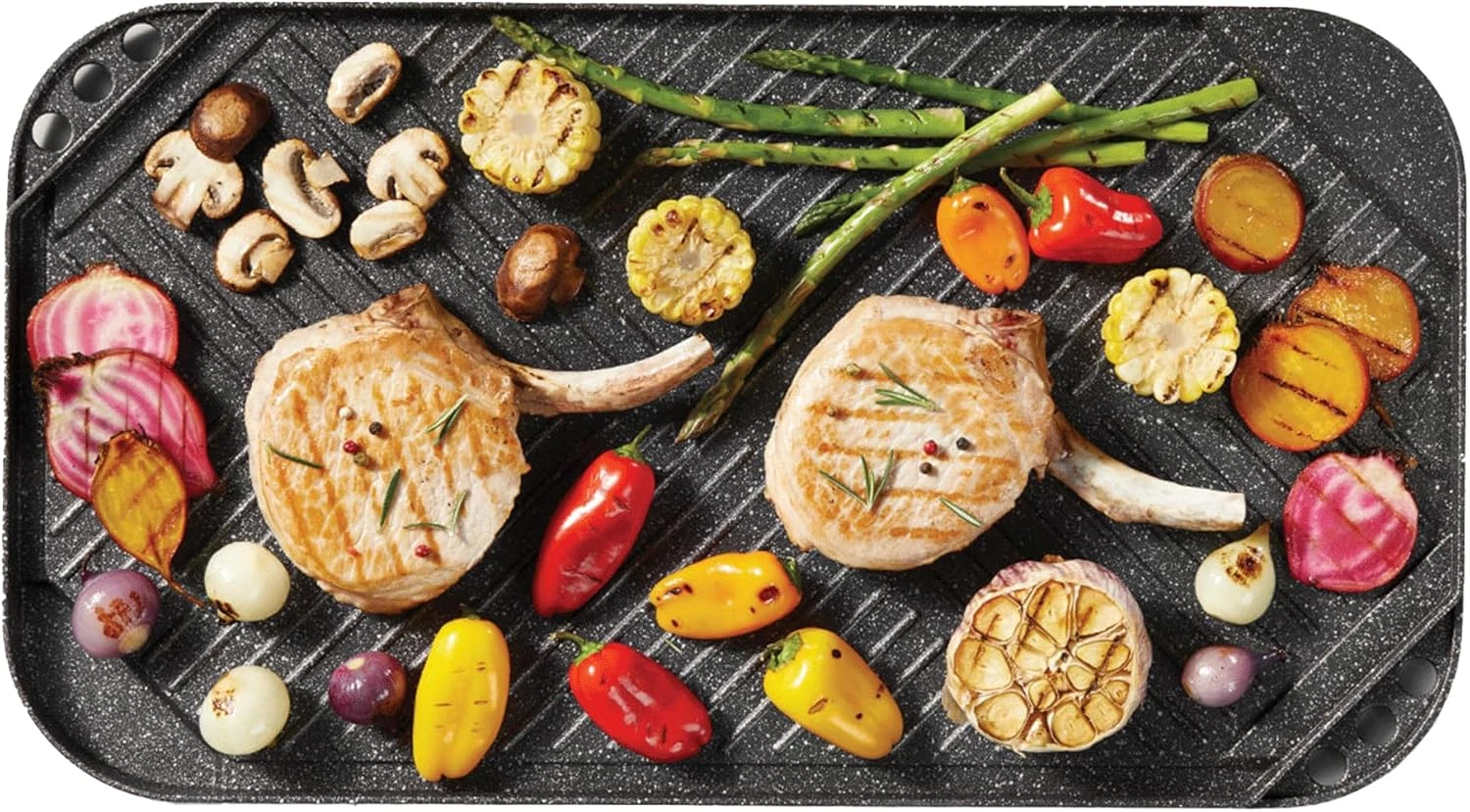 the Rock 19.7'' X 11'' (50X28Cm) Non-Stick Reversible Grill & Griddle - Durable
Opens in a new windo