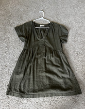 Universal Thread Olive Short Sleeve A-Line V-Neck Pullover Dress Size S