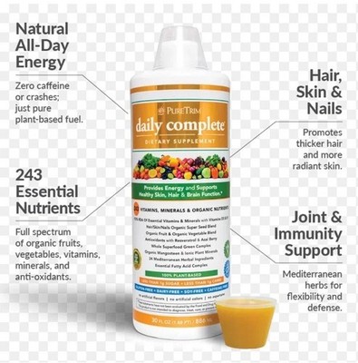 PureTrim Daily Complete Organic Liquid Vitamins Supplement 30 oz Sealed