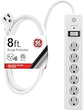 GE Surge Protector Power Strip, 8 Ft Extension Cord, 6 Outlet Extender, 800 Joul