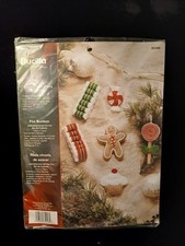 Vintage Bucilla Sugar Plum Fairy Christmas Ornaments Felt Sequins Kit Set 6 NOS