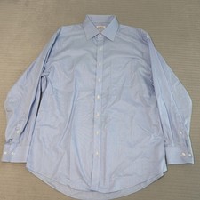 ENRO Non-Iron Dress Shirt Long Sleeve Button Up Blue Cotton Size 16.5 34/35