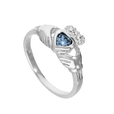 Sterlingsilber & Tansanit CZ Kristall Dezember Geburtsstein Claddagh Ring 48 - 6