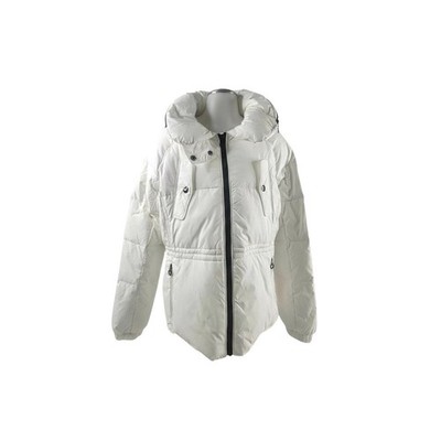 DKNY Puffer Jacket White Down Feather Fill Hooded Coat Womens XL
