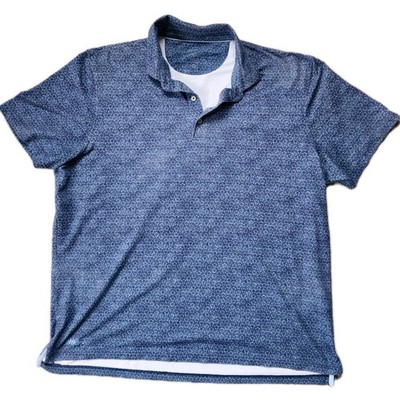 Johnnie-O Men s Polo Shirt XXL Blue Print Performance Stretch Golf Casual UPF 50