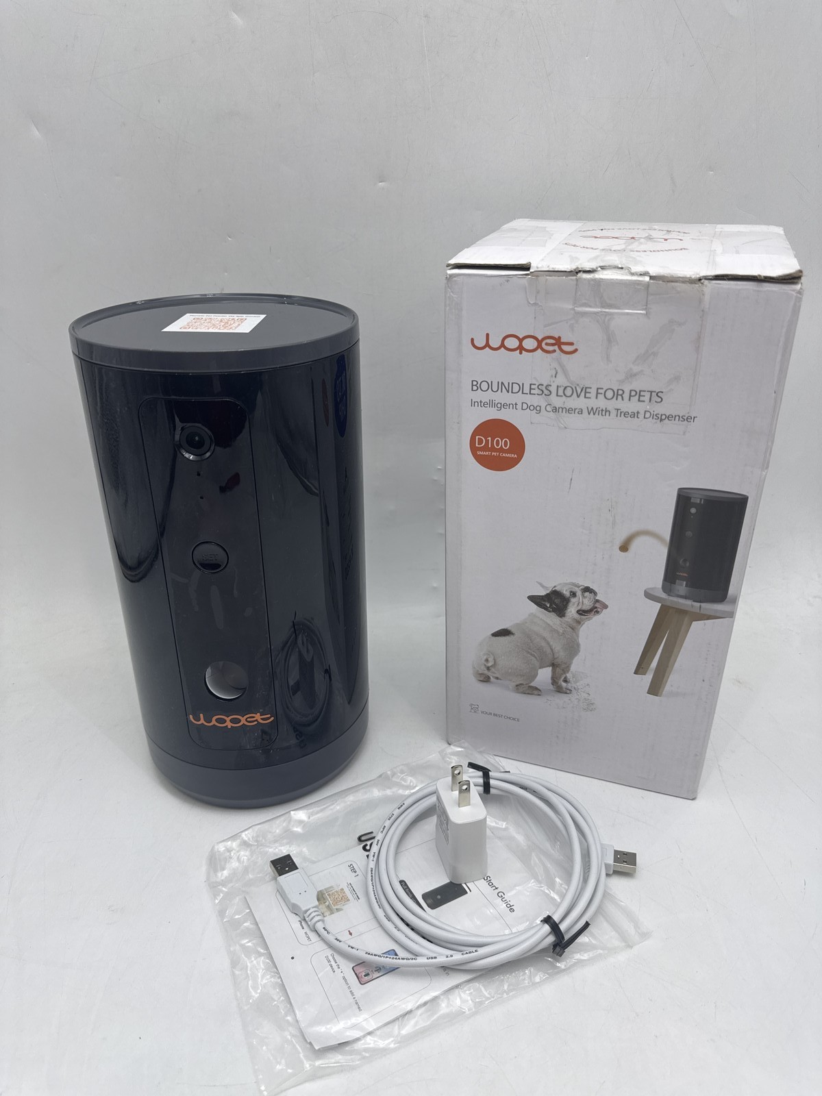 WOPET D100 300° Dog Camera with Treat Dispenser 5G WiFi 1080P, Phone App - Black
