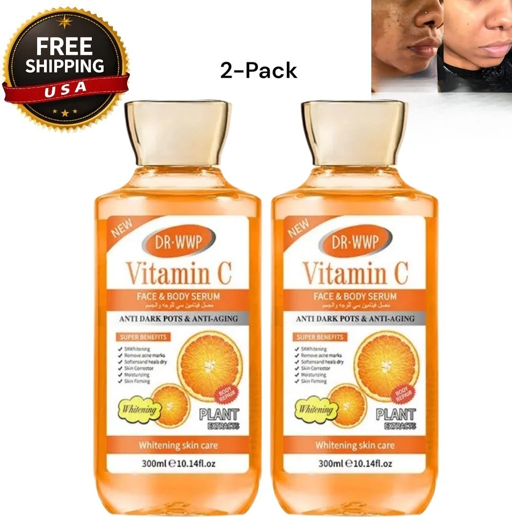 2-pk Vitamin C Facial Serum Brightening Skin Anti Dullness, 300ml [USA Stock]