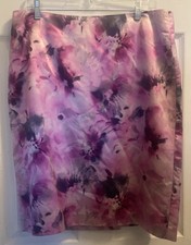 Jones New York Collection Silk Blend Pencil Skirt Pink Abstract Print Size 14