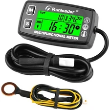 TachHourMeter Tachometer Engine Gauge Temp/RPM Alert Maintenance Waterproof