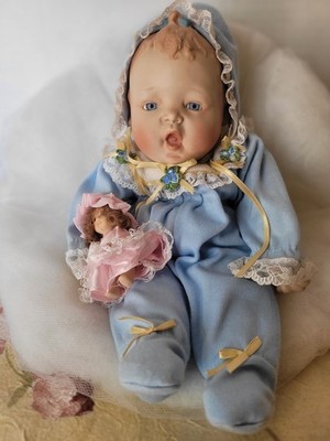 VINTAGE Ashton Drake Galleries ''Morning Glory'' Baby Doll -Porcelain w/Cloud &Toy