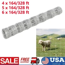 4/5/6ft x 164/328ft Heavy Duty Galvanized Wire Mesh Farm Fence Wire Fencing