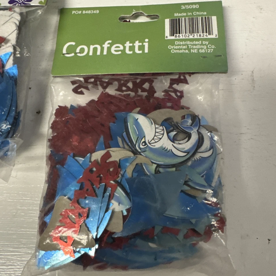 2 x 2 oz Confeti de Mesa TIBURONES Dientes Aletas Espolvorear Decoración Fiesta de Cumpleaños Foto 4 de 4