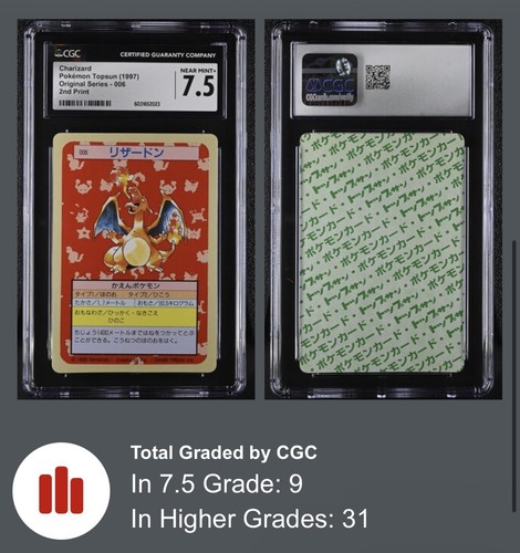 CGC NM+ 7.5 - Charizard (Green Back) - 006 - 1997 Pokémon Topsun - 2nd Print - Picture 3 of 5