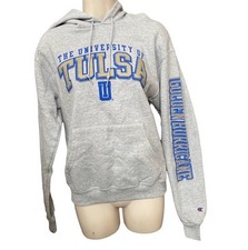 Champion Tulsa University Golden Hurricane Pullover Sweater Hoodie Sz S Gray
