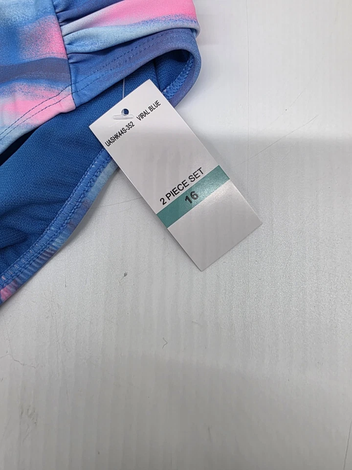 Conjunto de 2 peças de biquíni azul viral Under Armour feminino novo com etiquetas tamanho 16 UPF 50 - Imagem 2 de 4