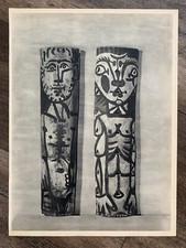 PABLO PICASSO Vintage Stampa Originale Ceramica Uomo Donna Vaso Figure RARO Doppio