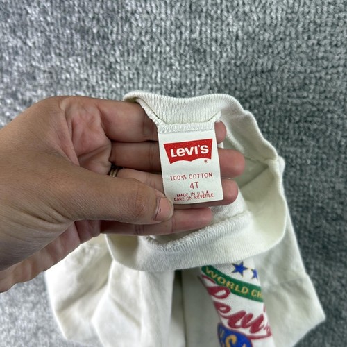 Vintage Levis Short Sleeve Shirt White World Champs USA Kids Toddler Boys 4 4T - Picture 12 of 12
