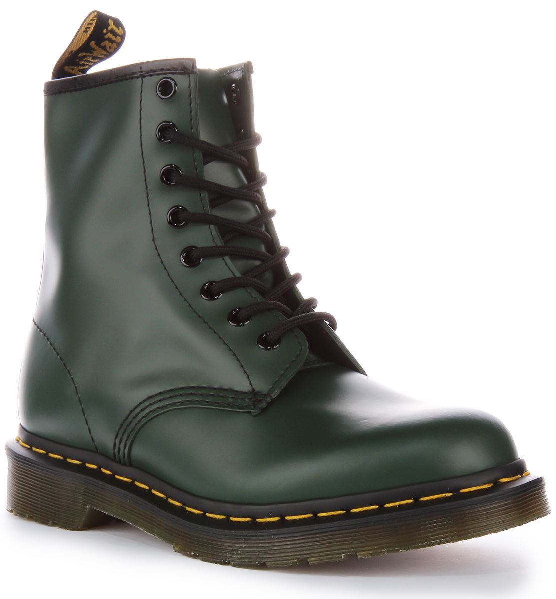 Dr Martens 1460 Green Smooth Leather Lace Up Mens Boot In Green UK 12