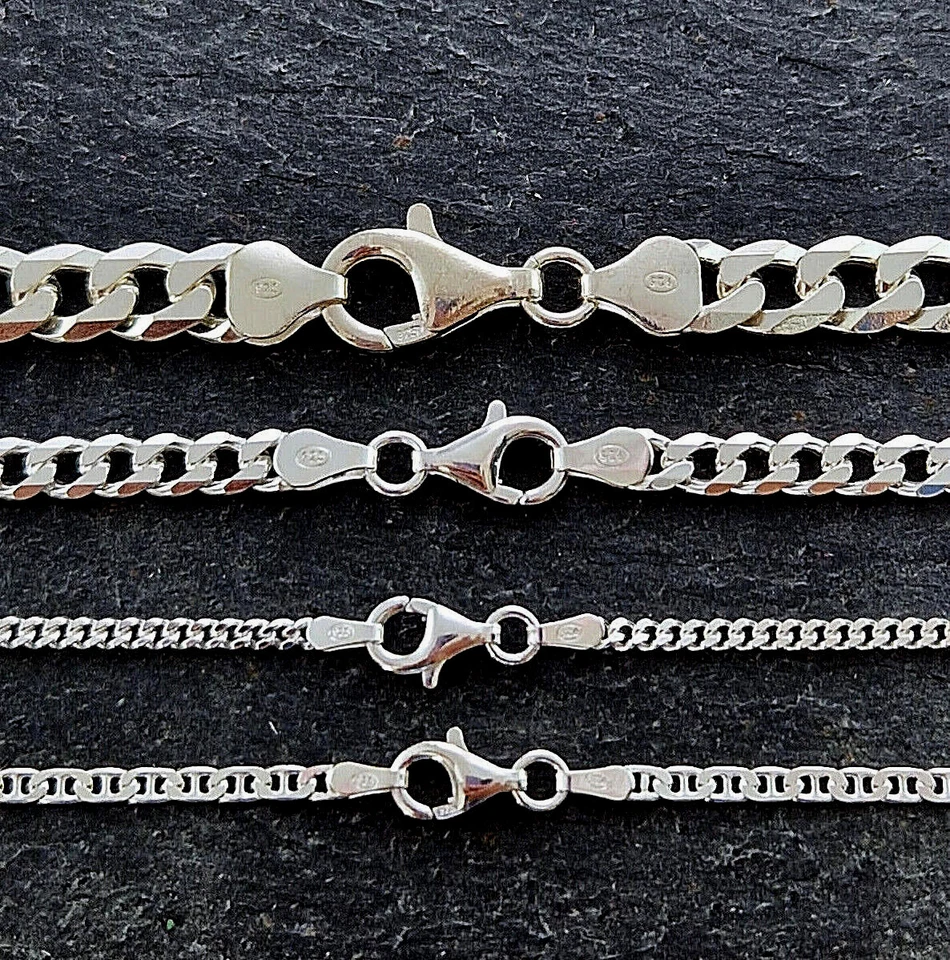 Echte massive 925 Sterling Silber Panzerkette Schlangenkette Kordelkette - Bild 4 von 4