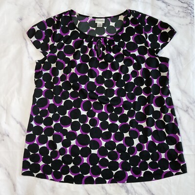 Motherhood Maternity Cap Sleeve Shirt Womens XL Purple Polka Dot Blouse D77