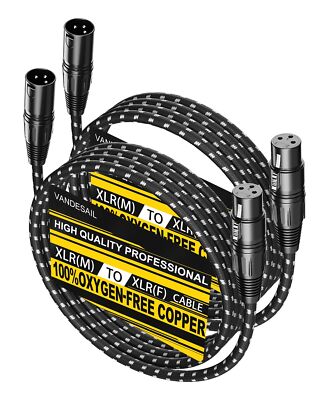 XLR Cable, 6 ft 2 Pack Microphone Cable, XLR Male to Female Balanced Micropho...