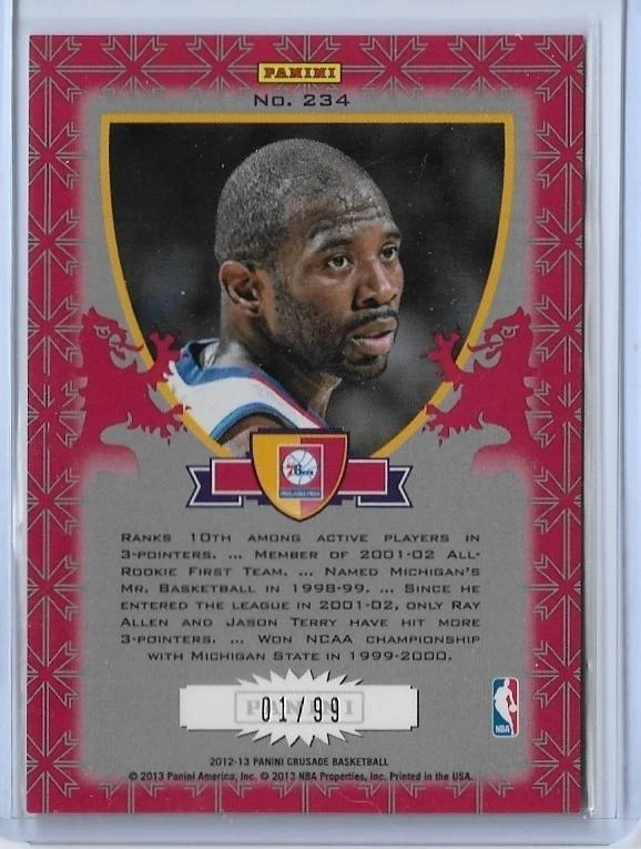 RARA TARJETA 2012-13 PANINI CRUZADA JASON RICHARDSON #234 ~ 01/99 ÚNICA PRIMERA Foto 2 de 2