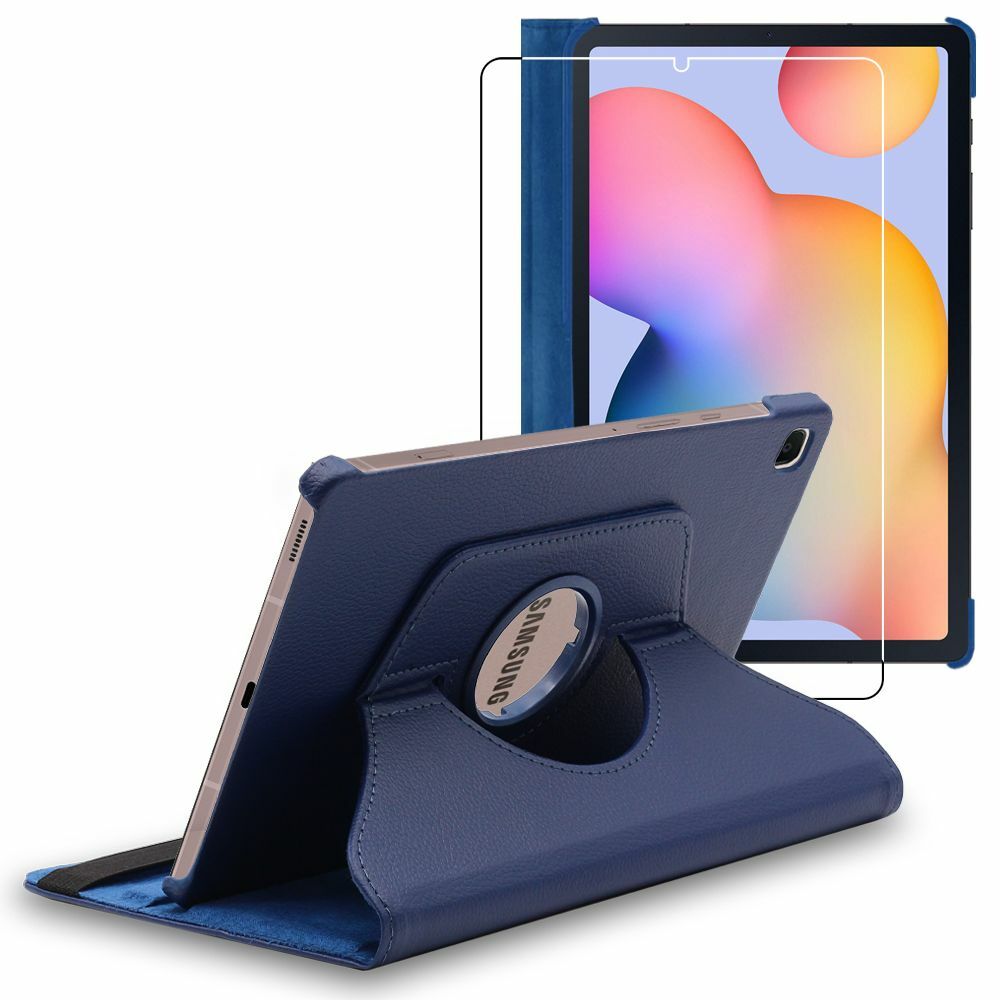 Cover + Vetro Temperato Samsung Galaxy Tab S6 Lite 10.4" P610 P615, Blu scuro