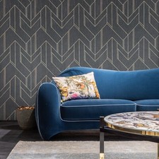 Charcoal gray gold metallic geometric rhombus shapes modern geo Wallpaper 3D