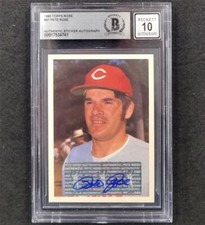 Pete Rose signed 1985 Topps #97 Cincinnati Reds Trading Card BAS BGS 10 auto