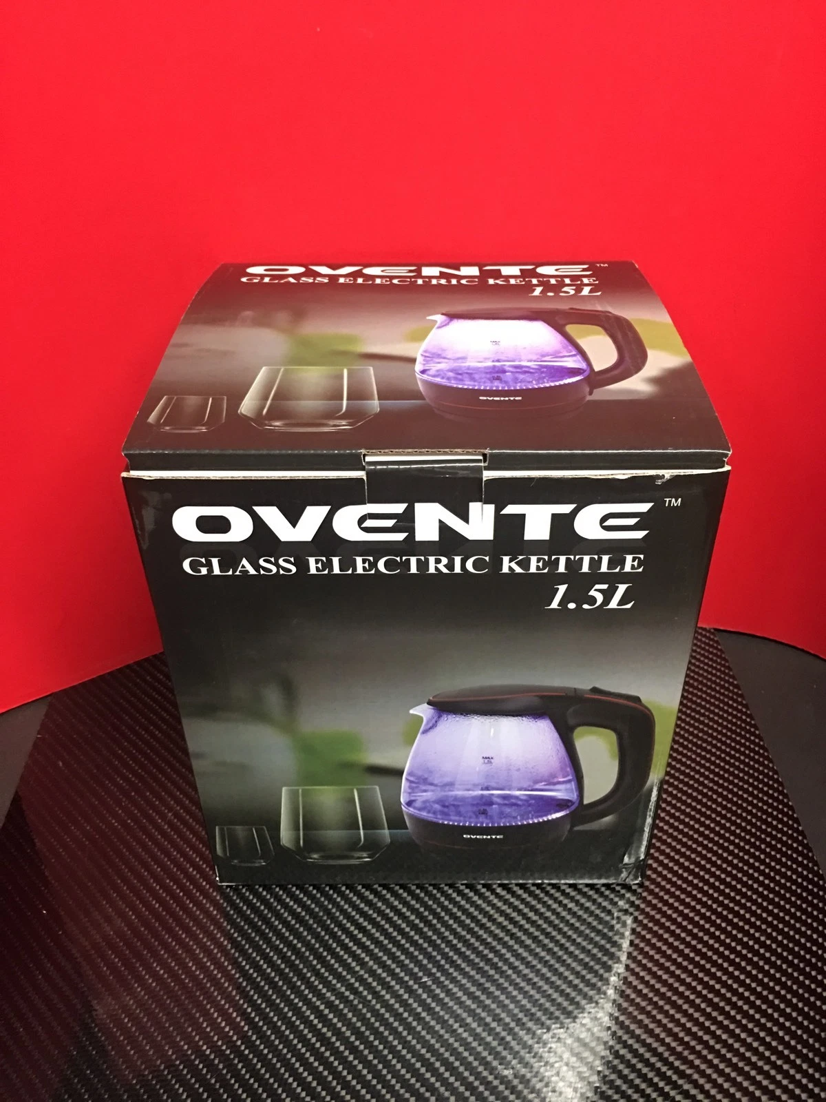 Ovente 1.5 Liter BPA Free Glass Cordless Electric Kettle, Black (KG83B)