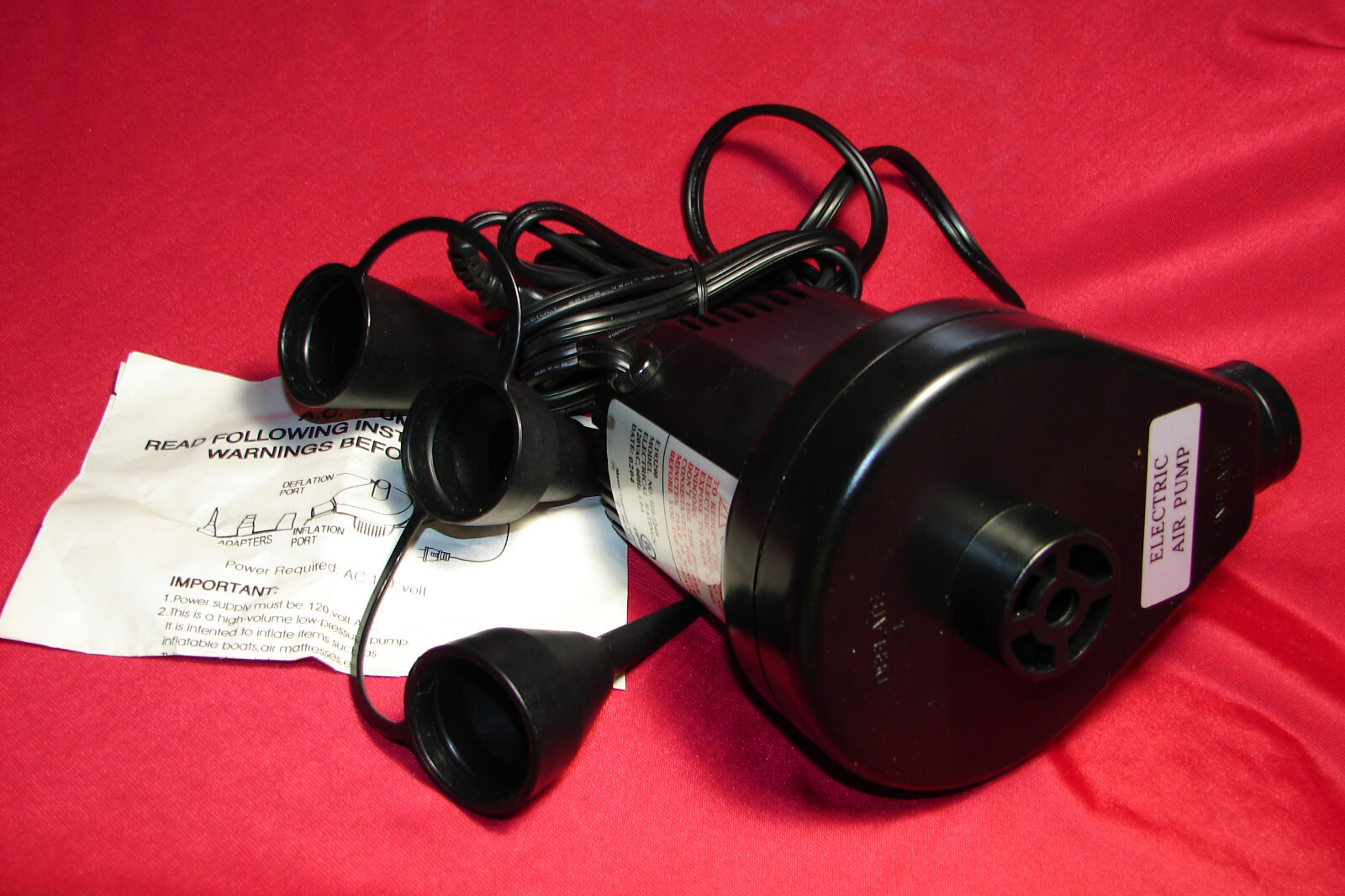 Embark 120v Electric Airbed Pump With Three Valve Adaptors for sale