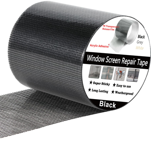 Window Screen Repair Tape, 3 in X 20 FT (240IN) Black Screen Patch Repair Kit, 3