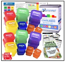 28 Pcs Fix Portion Control Containers Kit Beach Body Food Plan Diet Weight Loss