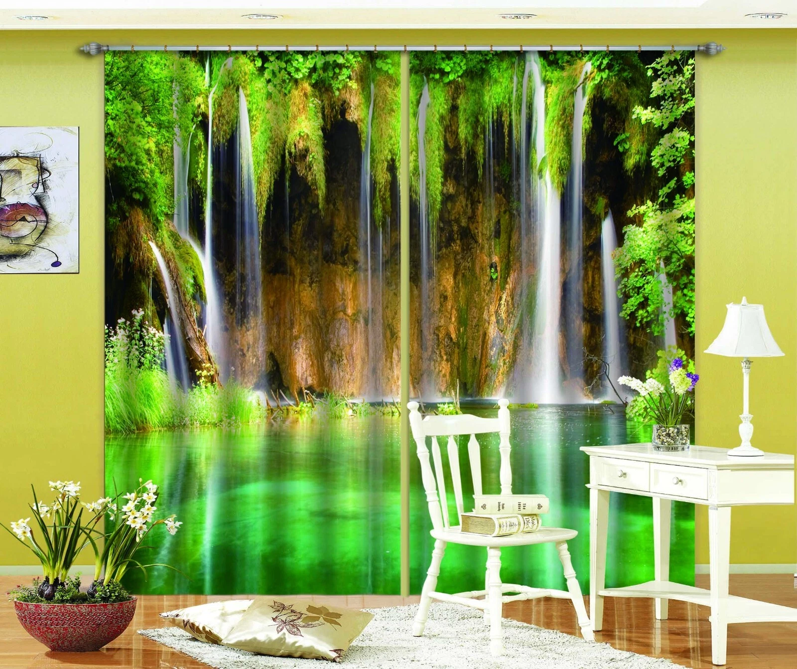3D Waterfall Lake ZHUB633 Photo Curtain Window Blockout Fabric Amy 2023