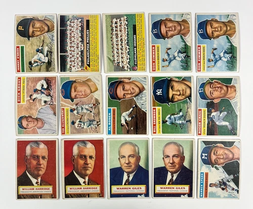 1956 Topps Baseball Lot of 219 Cards Partial Set Spahn Team Cards Hodges Ashburn