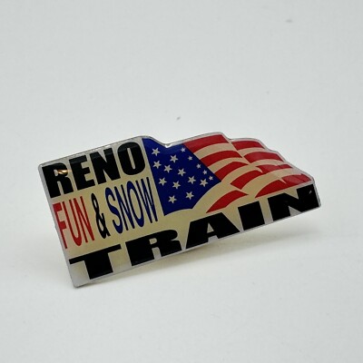 Rare Vintage Reno Train Pin - Fun & Snow - Nevada Enamel Pin - P1