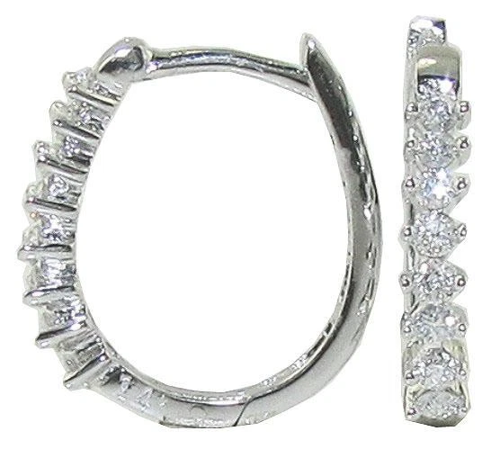 Lab Grown Diamond VS F 0.35Ct 10K White Yellow Rose Gold Hoop Earrings Prong Set - Image 4 of 4