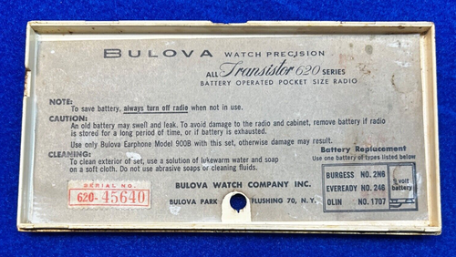 * BULOVA "Comet" model 620 made in USA 1957 5 transistor AM radio 9V - Picture 11 of 14