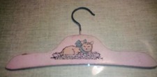Vintage Baby Children's Wood Clothing Hanger Pink Kitten Cat - Over 90yrs Old