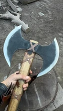 Double-Headed Viking Battle Axe – High-Carbon Steel, Ash Handle, Personalized 