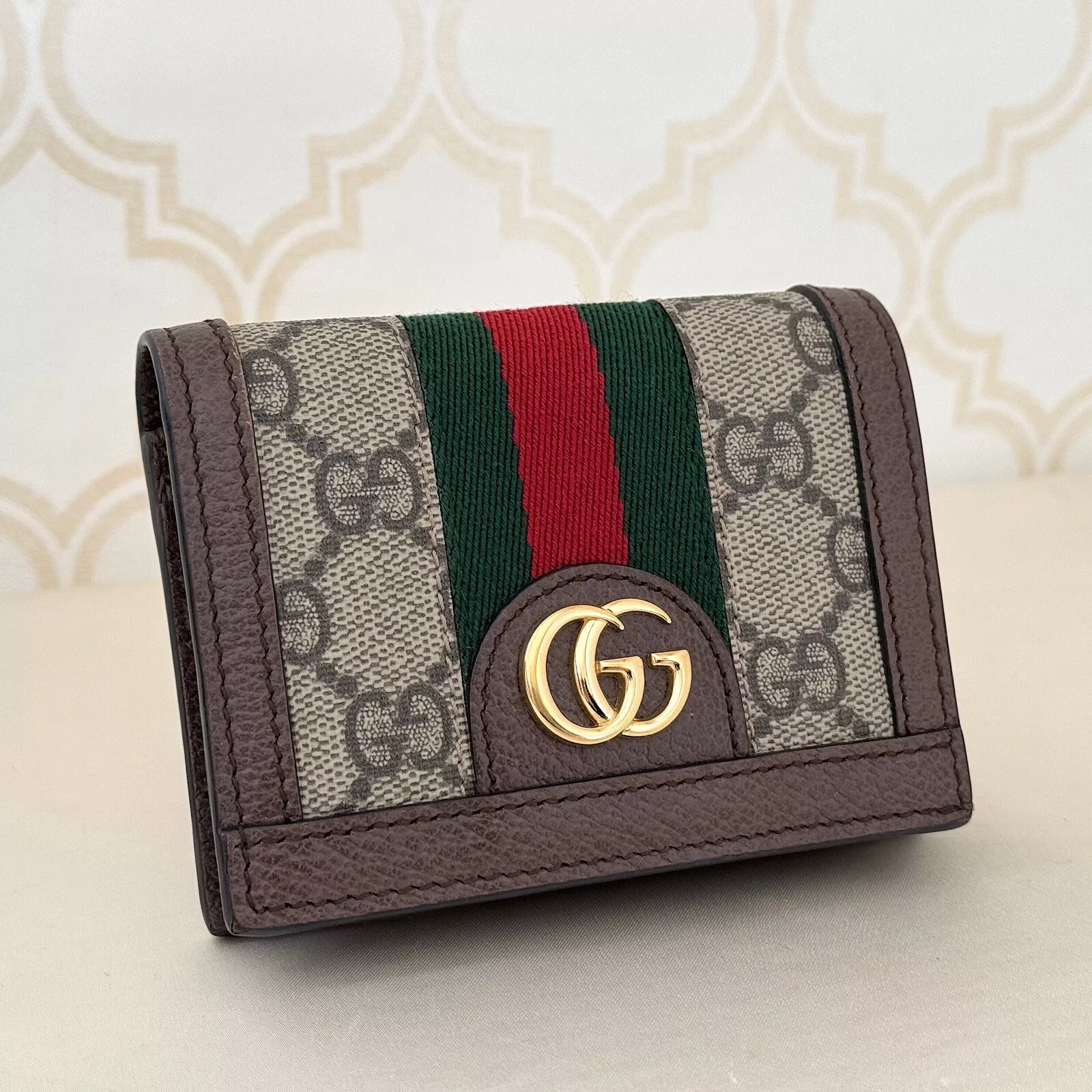 Portefeuille double pli GUCCI Sherry Ophidia GG cuir suprême 523155 49633