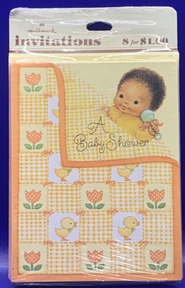 1970's Baby Shower Invitations Ducks Tulips Yellow Orange Hallmark 3 PKGS VTG - Image 2 of 3