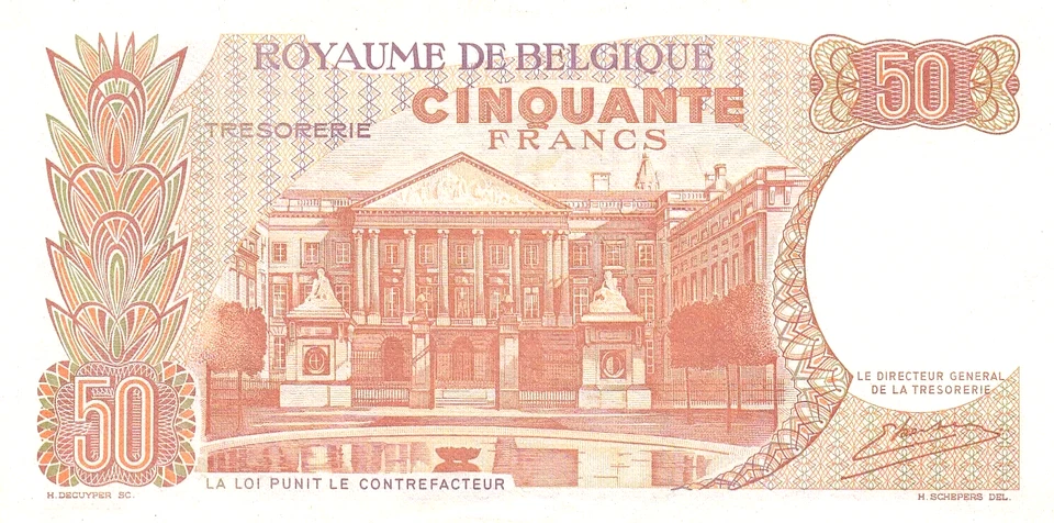 BANK OF BELGIUM , 50 FRANCS , 1966 , XF / We combine items. - Image 2 of 2