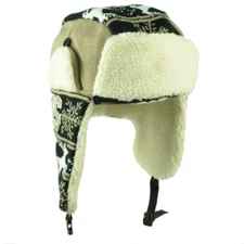 New Orleans Trapper Aviator Knit Beanie Fleece Nordic Hat Ear Flap City Beige 