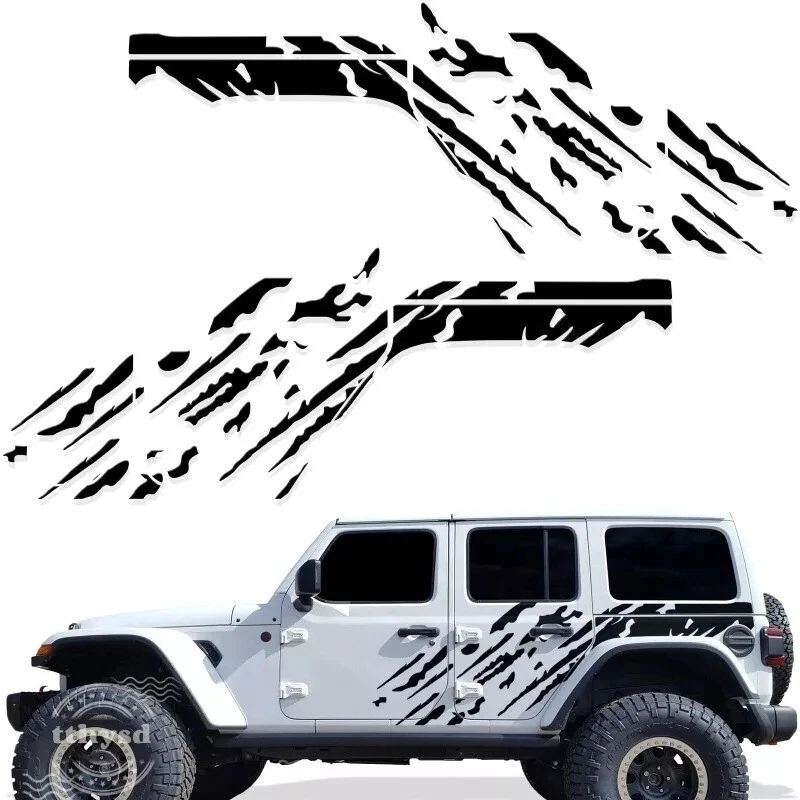 Calcomanías de vinilo para Jeep Wrangler JL 4 puertas gráficas salpicaduras de barro rayas pegatinas de coche Foto 2 de 4