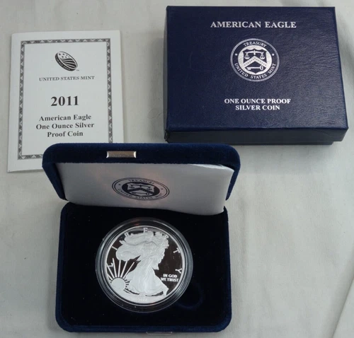 2011-W Proof American Silver Eagle Dollar $1 Box & COA US Mint Bullion OGP